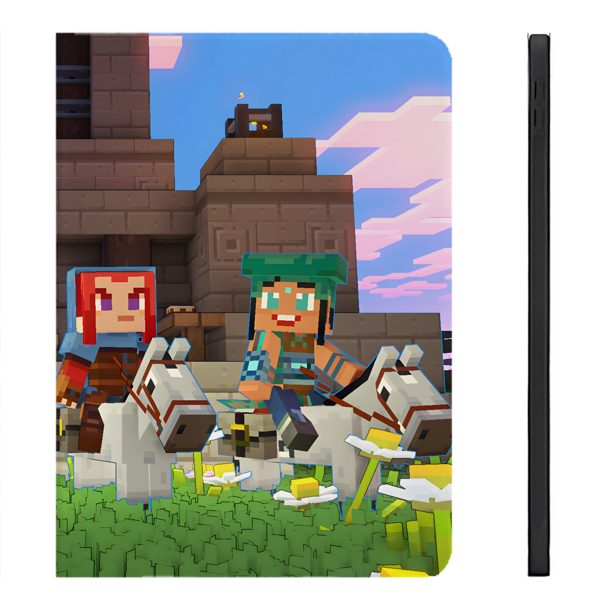 （画像用） マインクラフト ブロックの世界 Minecraft MC Block world IPadケース ペンホルダー付き ブックスタイルデザイン